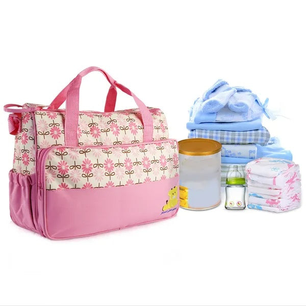 Stylish 5PCS Diaper Bag Set for Moms On-the-Go