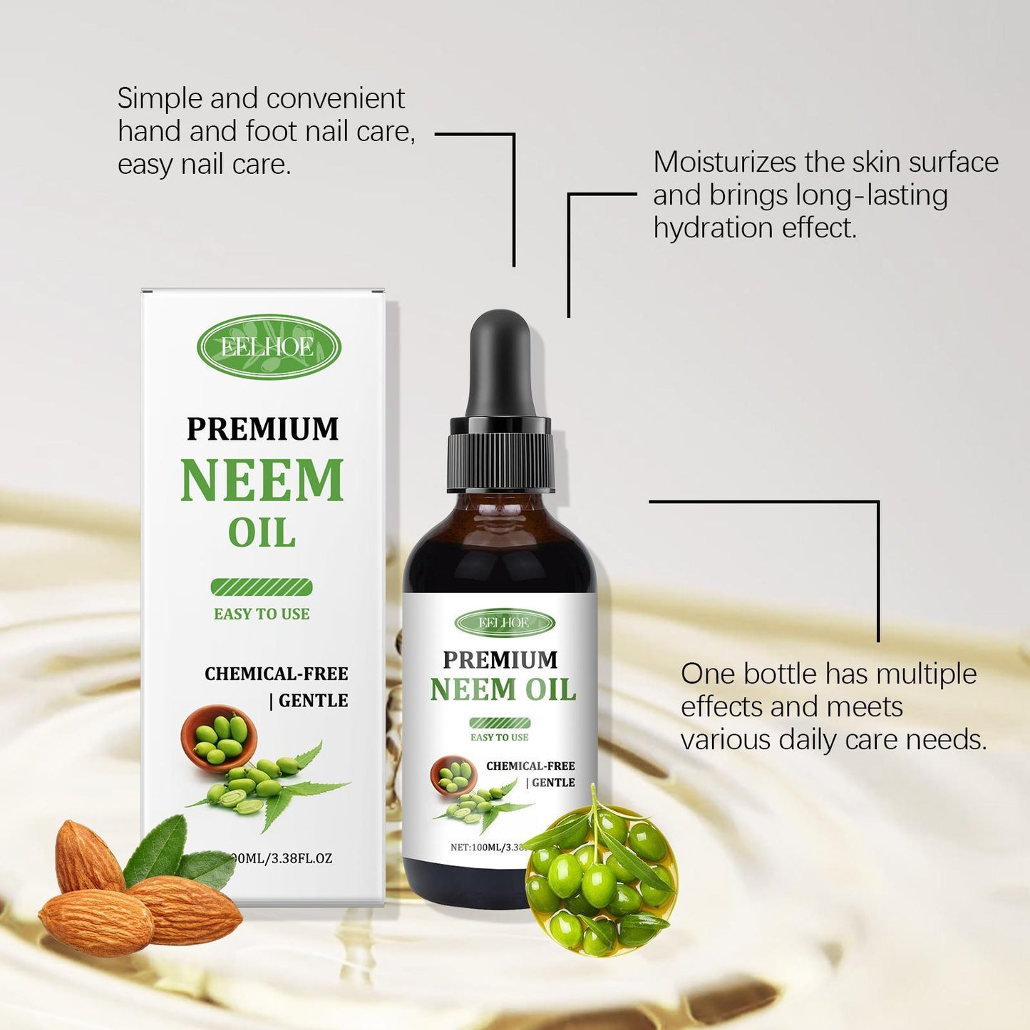 Herbal Neem Oil For Healthy Scalp, Skin & Nails Treatment