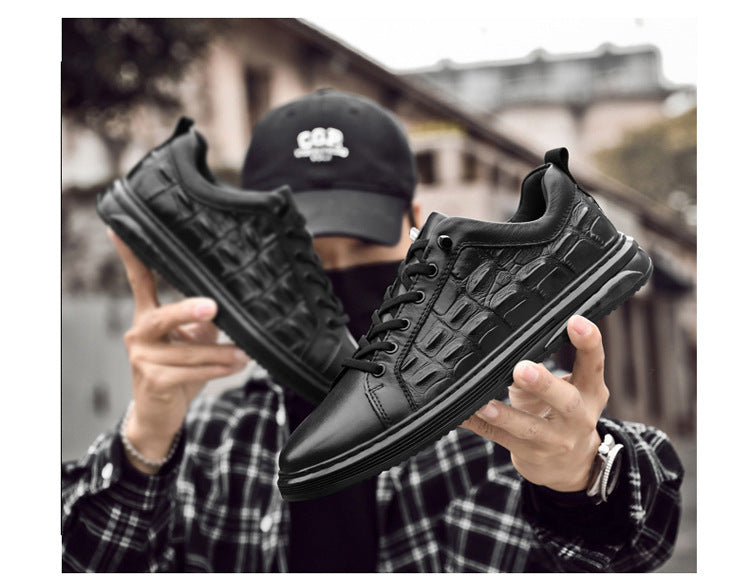 Men's Breathable Patterned Genuine Leather Sneakers