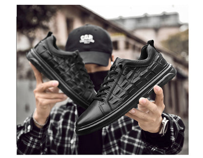 Men's Breathable Patterned Genuine Leather Sneakers