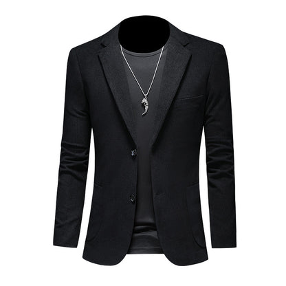 Mens Casual Corduroy Slim-fit Suit Jacket
