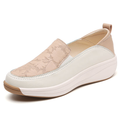 Women’s White Chunky Sneakers High Heel Slip-On Style