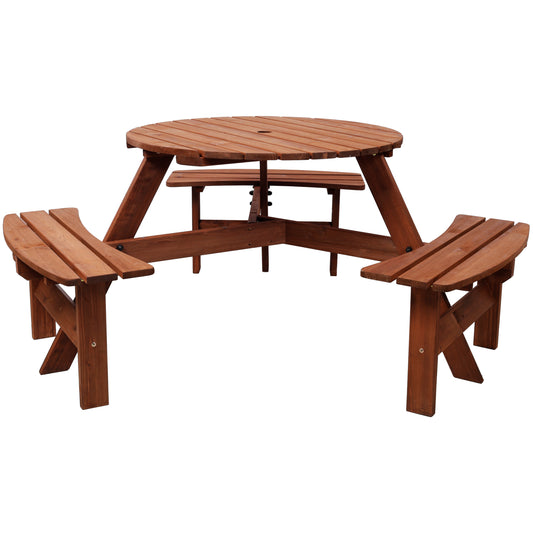 6-Person Kids Wooden Picnic Table with Built-In Benches
