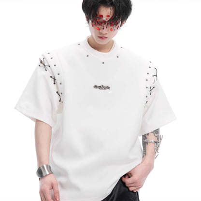 Niche Deconstruction Lace-up Cutout Short Sleeve