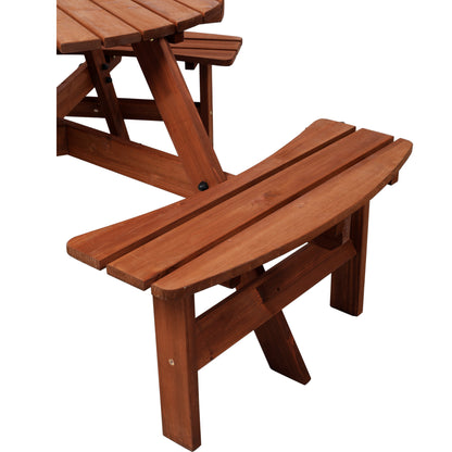 6-Person Kids Wooden Picnic Table with Built-In Benches