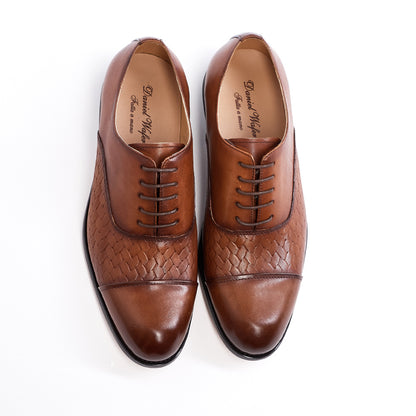 Woven Pattern Embossed Genuine Leather Formal Shoes