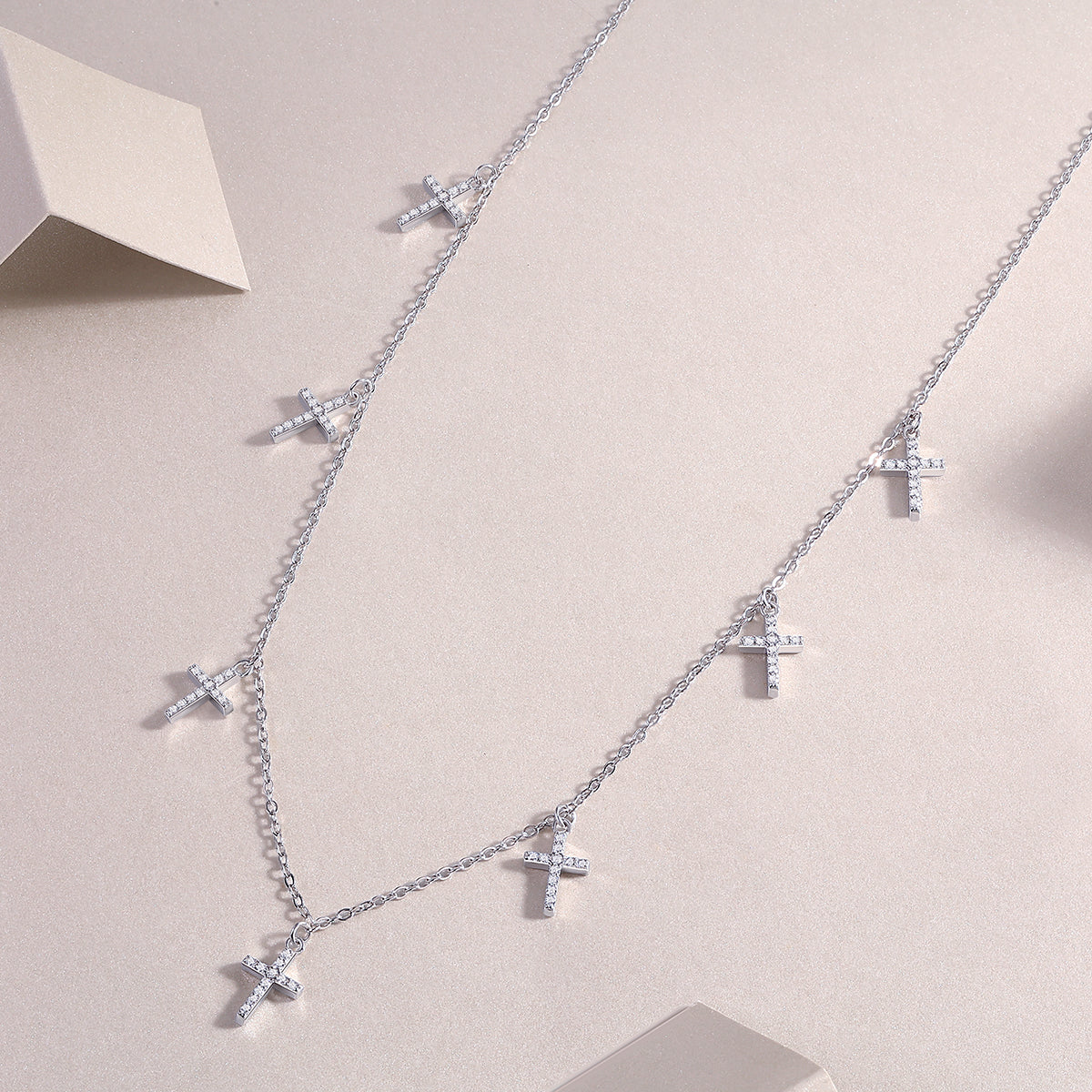 Elegant Holy Light Cross – Luxury Silver Moissanite Necklace