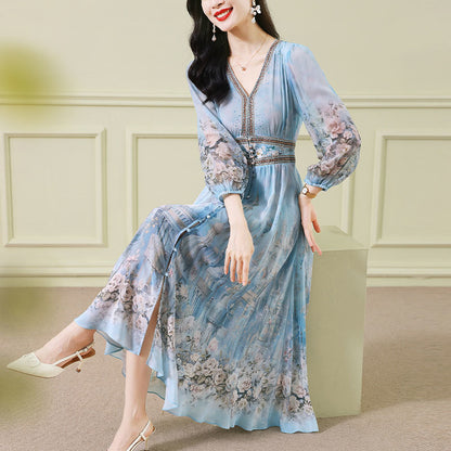 French Slimming Temperament Printed Floral Dress