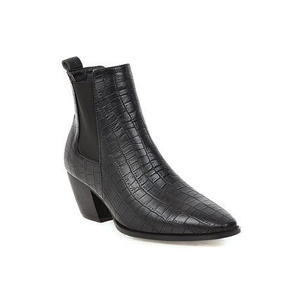 Genuine Leather Women's Thick Heel Short Boots