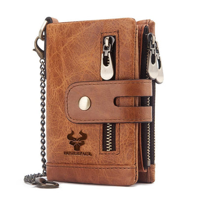 Vintage-Style Leather Wallet with RFID Protection