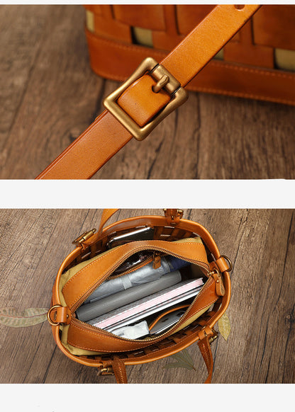 Classic Genuine Cowhide Bag with Modern Hollow Elements