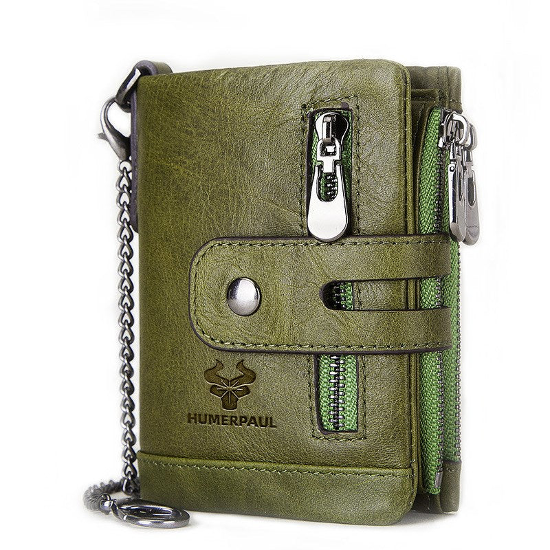 Vintage-Style Leather Wallet with RFID Protection