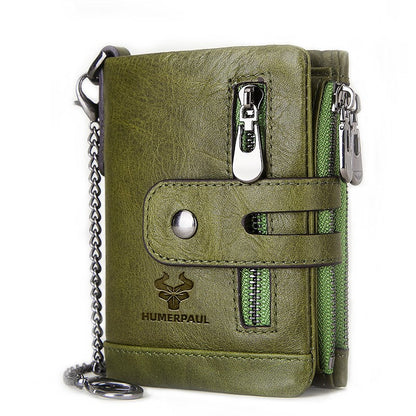 Vintage-Style Leather Wallet with RFID Protection