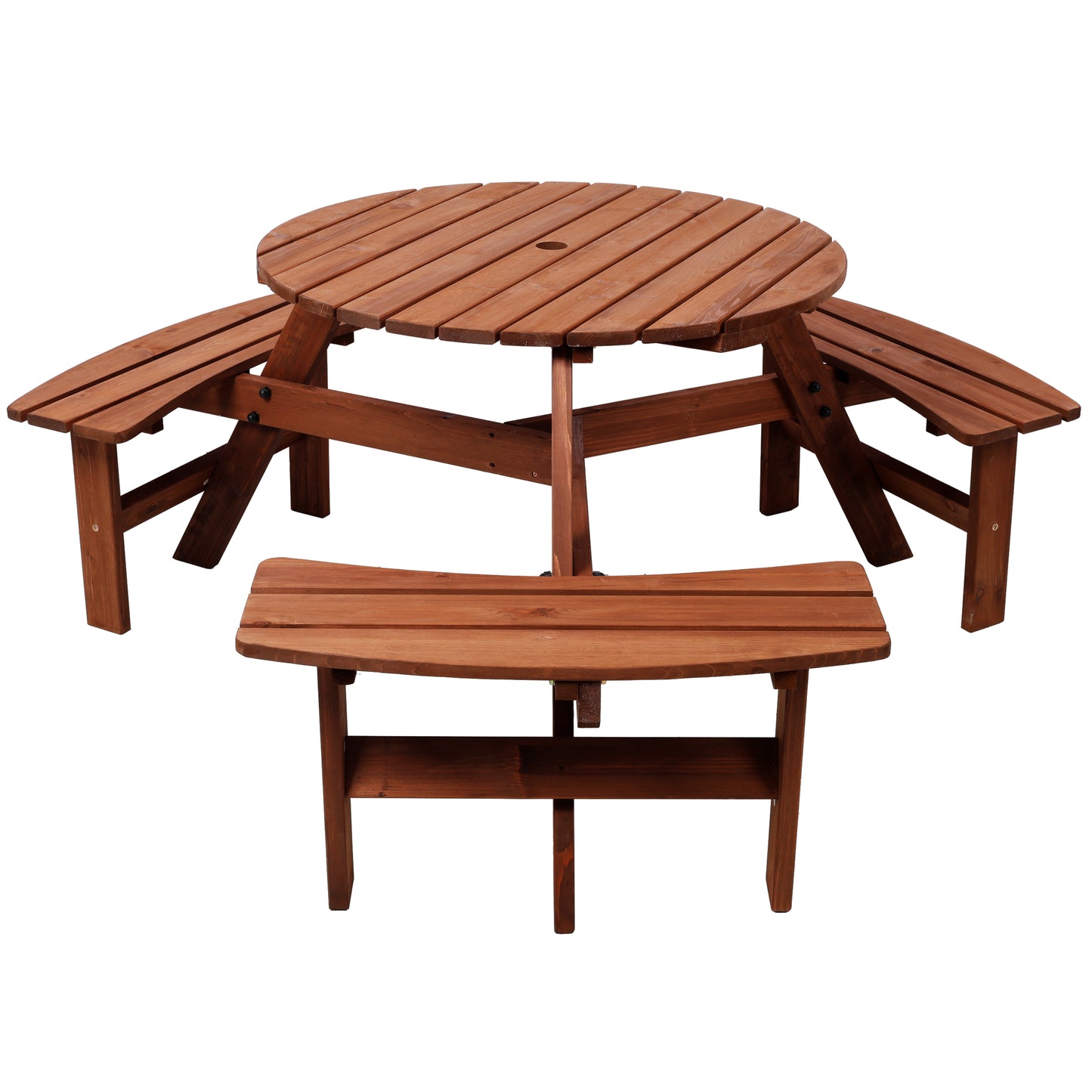 6-Person Kids Wooden Picnic Table with Built-In Benches