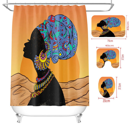 Waterproof Bathroom Curtain with African Woman Print