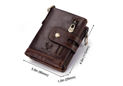 Vintage-Style Leather Wallet with RFID Protection