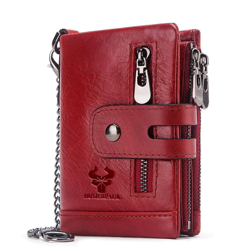 Vintage-Style Leather Wallet with RFID Protection
