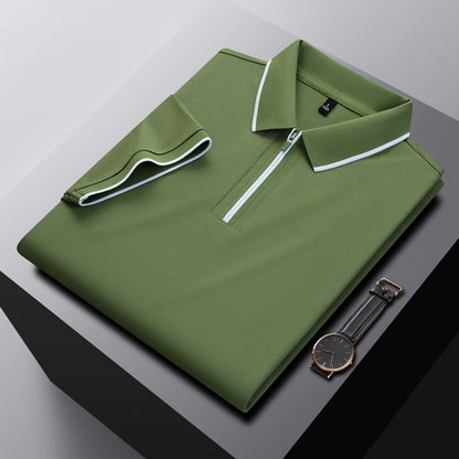 Breathable Cotton Men's Polo with Modern Zipper Design