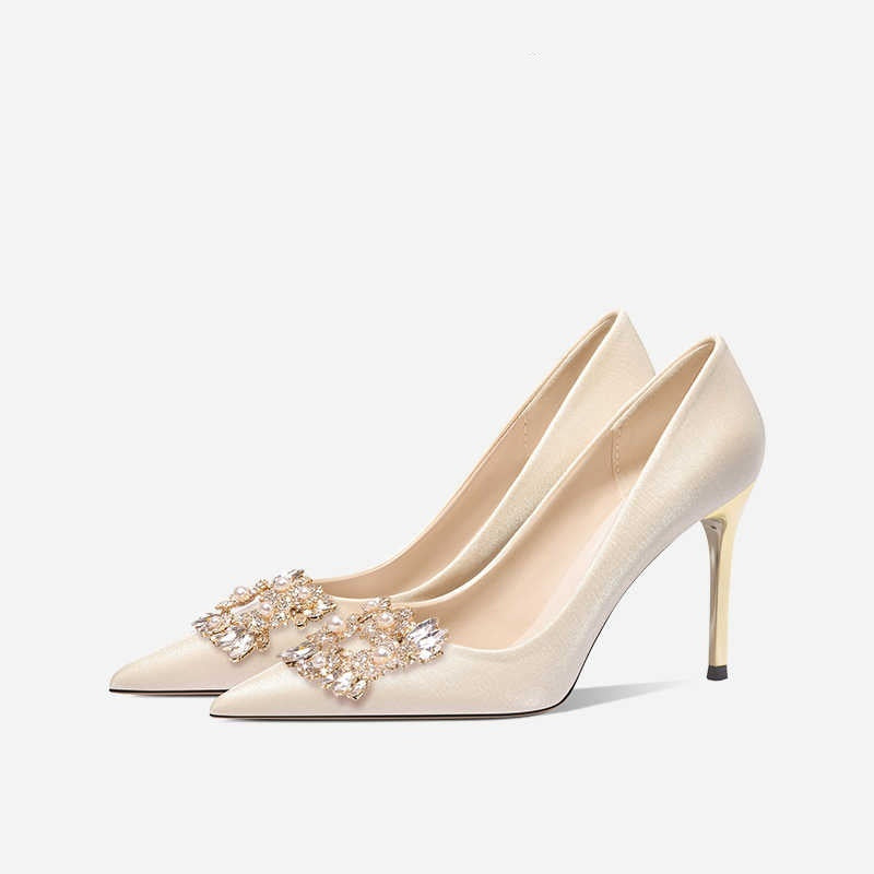 French Wedding Crystal Bridal High Heels