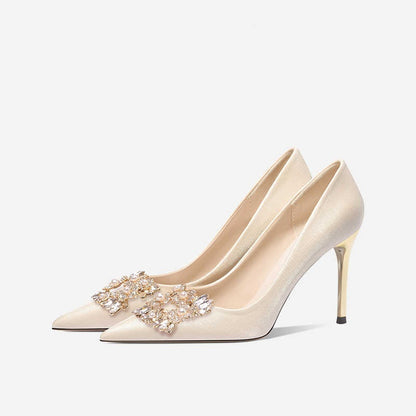 French Wedding Crystal Bridal High Heels