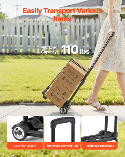 Folding Hand Truck – 110 Lbs Dolly Trolley Cart