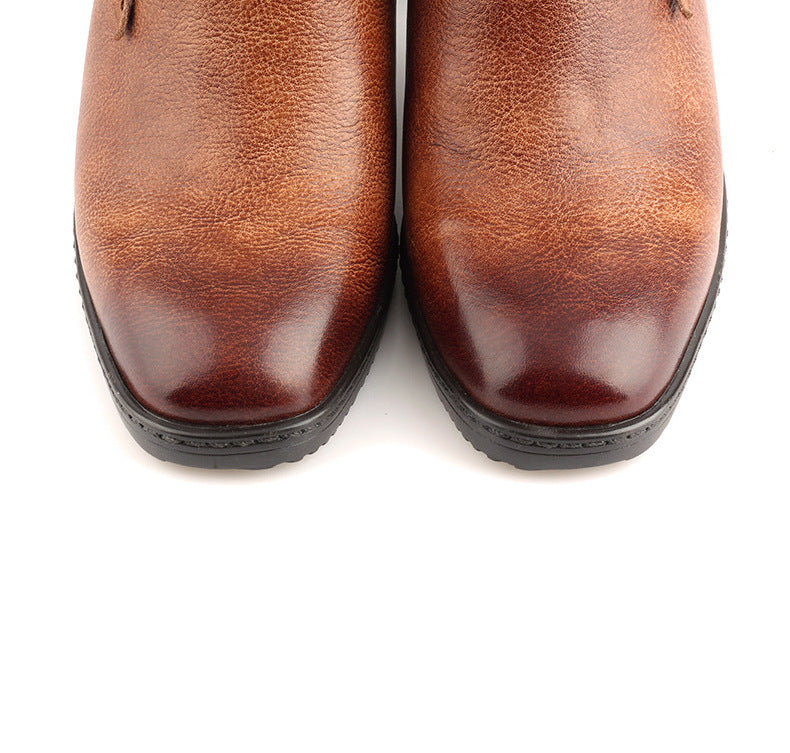 Handmade Mid-Heel Flower Boots for Women – Genuine Leather