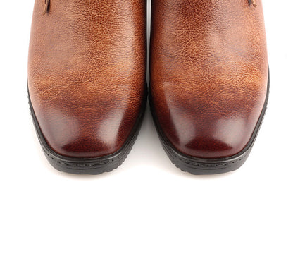 Handmade Mid-Heel Flower Boots for Women – Genuine Leather