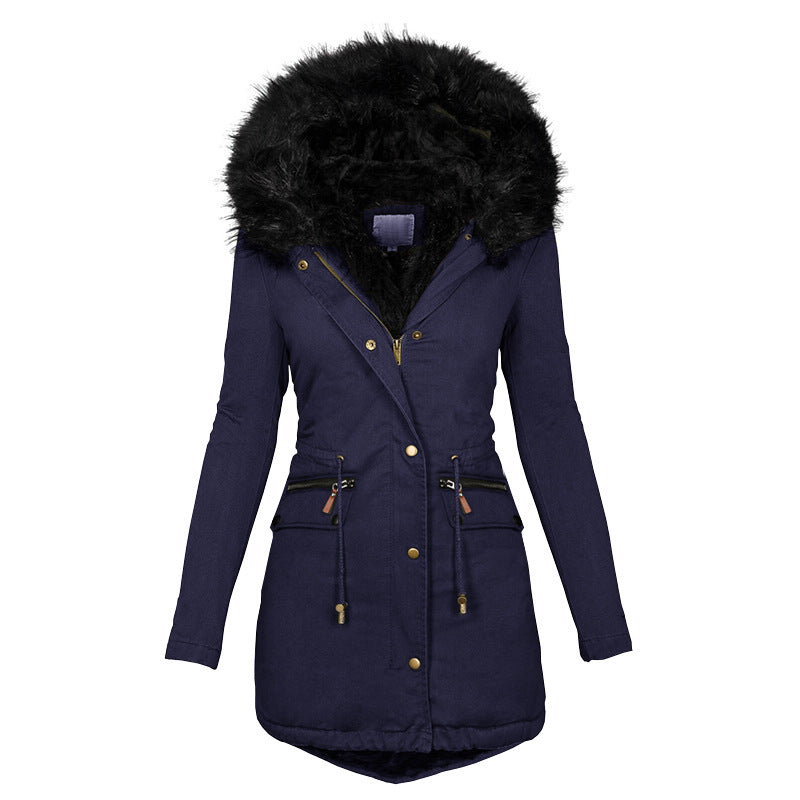 Warm Plush Hooded Women’s Winter Jacket Casual Parka