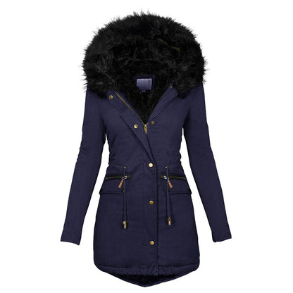 Warm Plush Hooded Women’s Winter Jacket Casual Parka