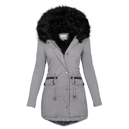 Warm Plush Hooded Women’s Winter Jacket Casual Parka