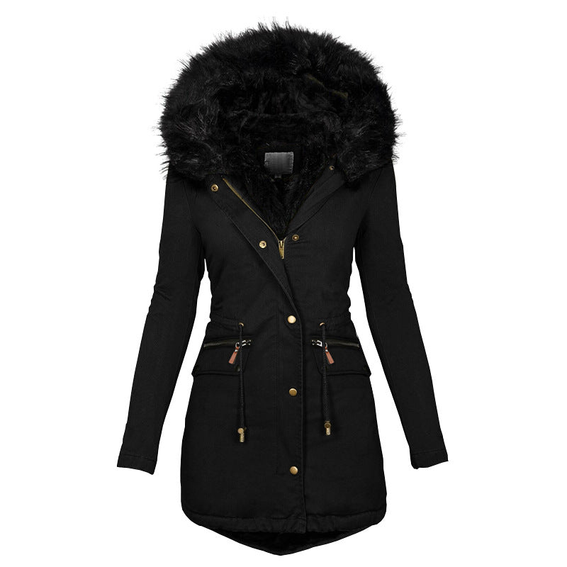 Warm Plush Hooded Women’s Winter Jacket Casual Parka