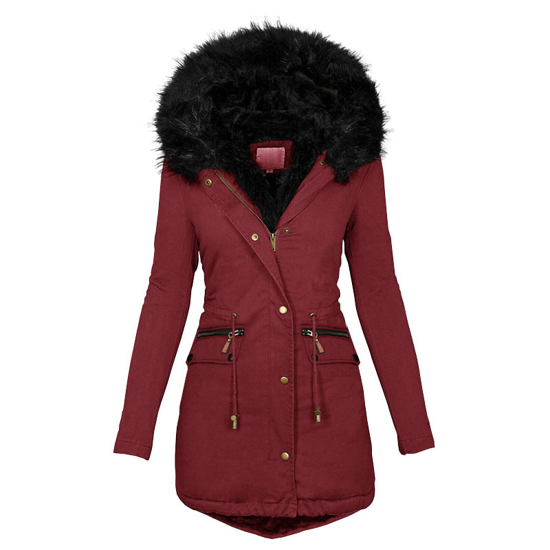 Warm Plush Hooded Women’s Winter Jacket Casual Parka