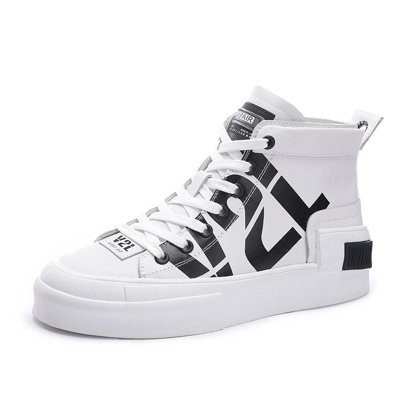 Casual Korean High-Top Lace-Up Printed Sneakers