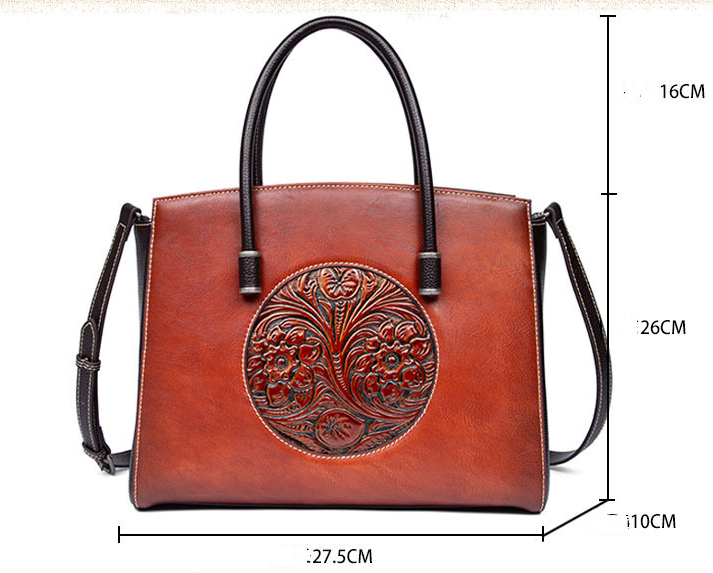Genuine Cowhide First Layer Leather Shoulder Handbag