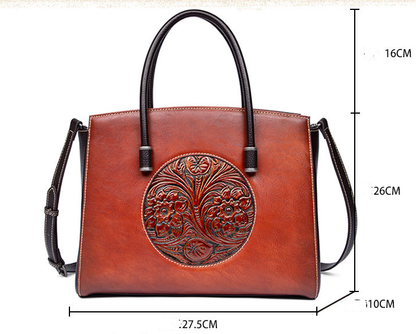 Genuine Cowhide First Layer Leather Shoulder Handbag