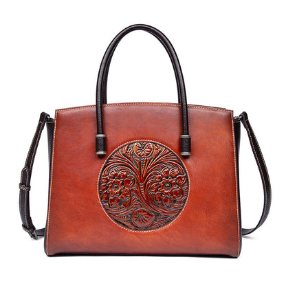 Genuine Cowhide First Layer Leather Shoulder Handbag