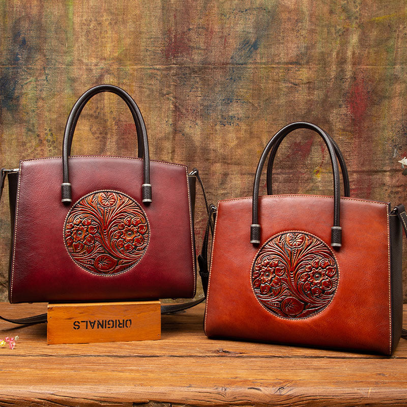 Genuine Cowhide First Layer Leather Shoulder Handbag