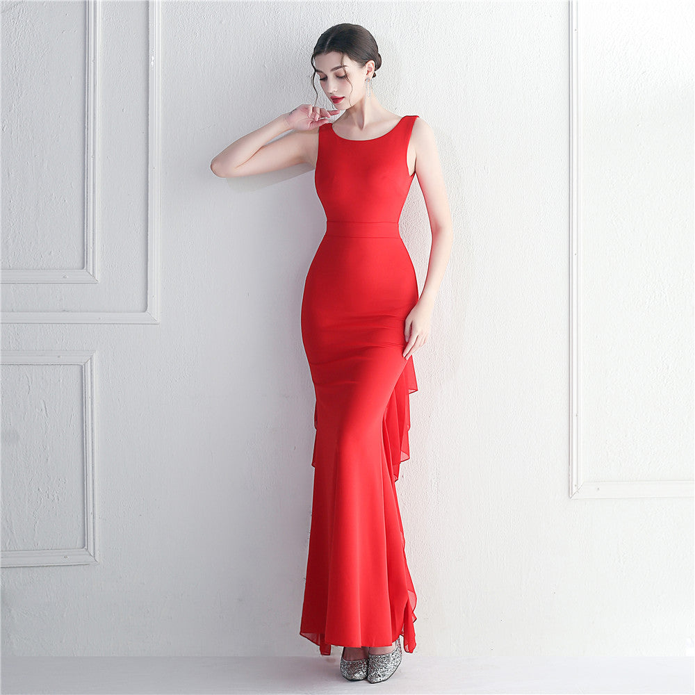 Heavy Craft Pearl Satin And Chiffon Dress