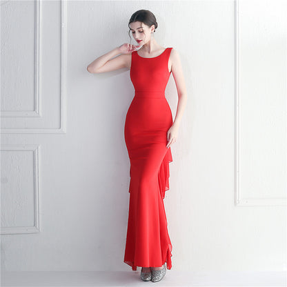 Heavy Craft Pearl Satin And Chiffon Dress