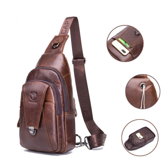 Sleek Men’s Genuine Leather Crossbody Shoulder Bag
