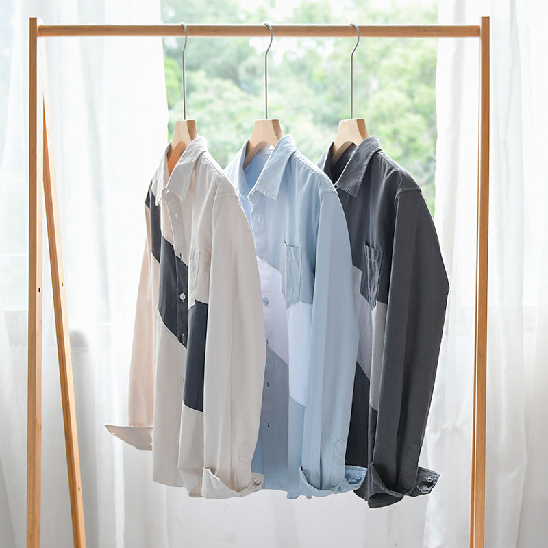 Men’s Leather Stitch Long Sleeve Fashion Shirt