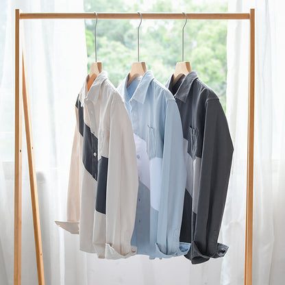 Men’s Leather Stitch Long Sleeve Fashion Shirt