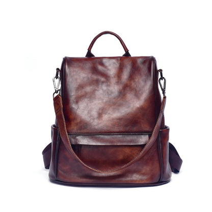 Genuine Cowhide Backpack – Luxury Anti-Theft Travel Bag