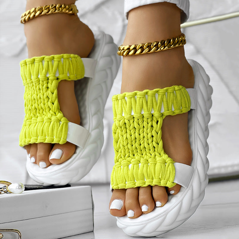 Braided Knit Platform Sandals – Stylish Summer Footwear