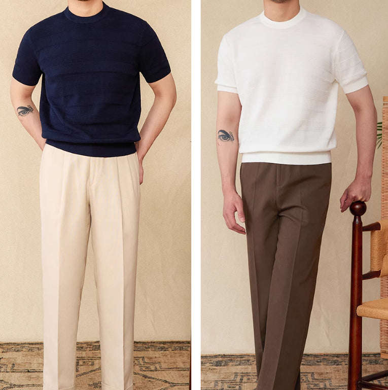 Pure Cotton Casual Retro Round Neck Short Sleeve