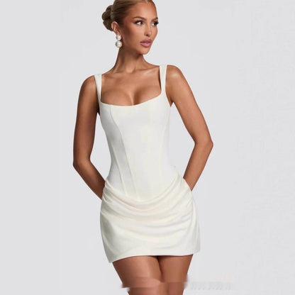 Elegant Tube Top Mini Dress with Shoulder Straps