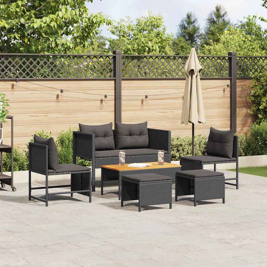 Stylish 6-Piece Garden Sofa Set Poly Rattan Outdoor Furniture