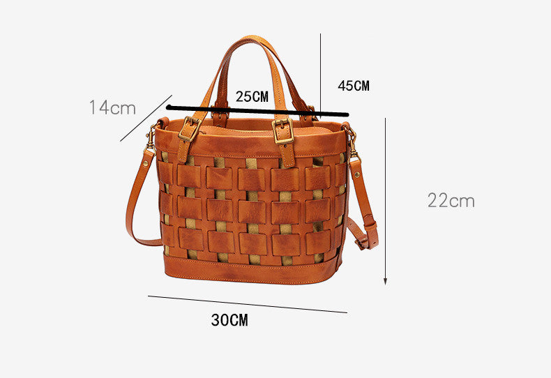 Classic Genuine Cowhide Bag with Modern Hollow Elements