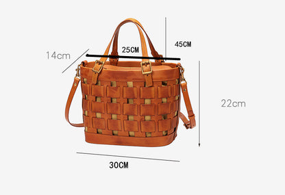 Classic Genuine Cowhide Bag with Modern Hollow Elements