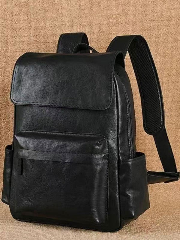 Premium Leather Backpack – Flip-Top, Perfect for Commuting
